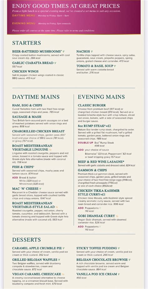 ember inn menu